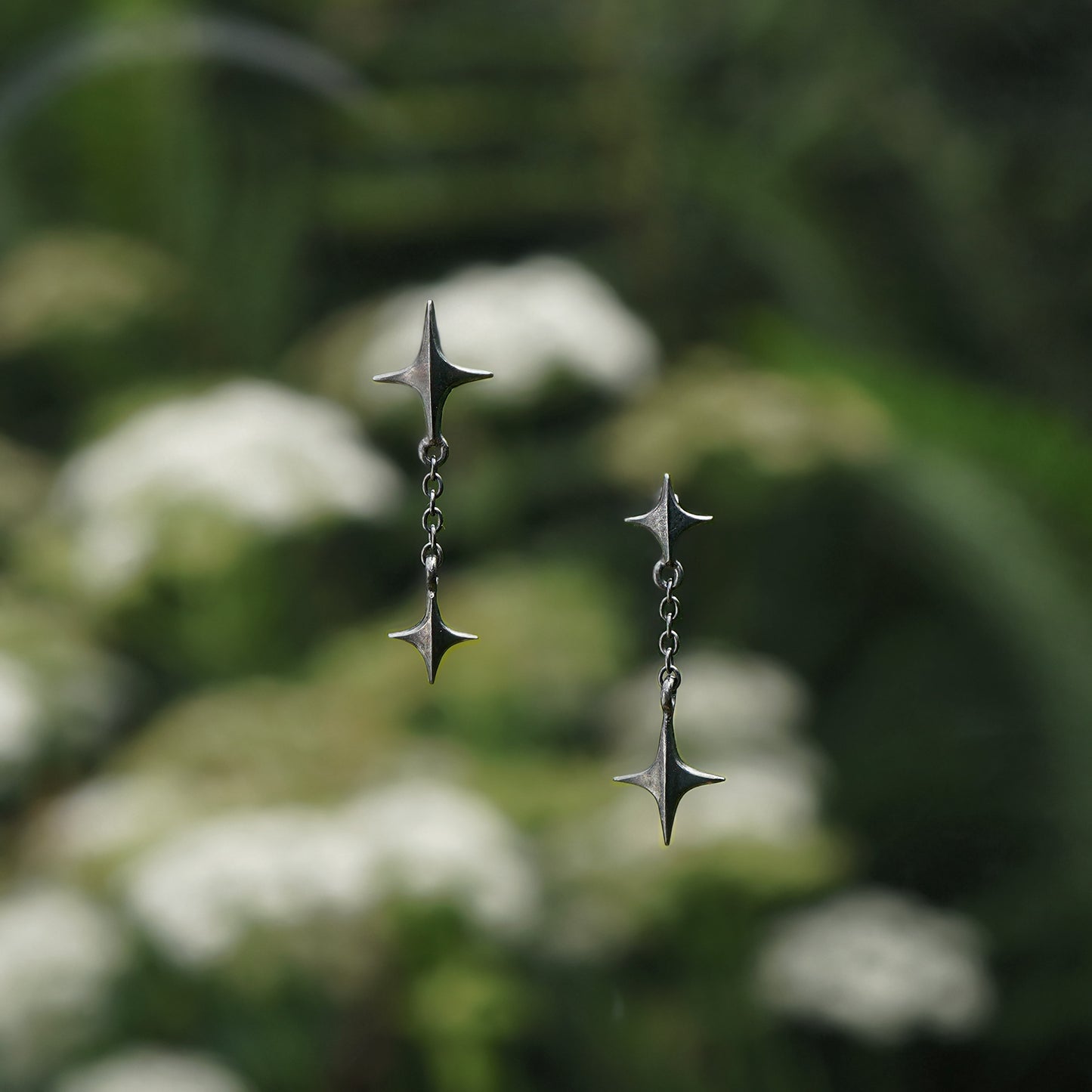 Stellar Drop Earrings - IV - Oxidised Silver