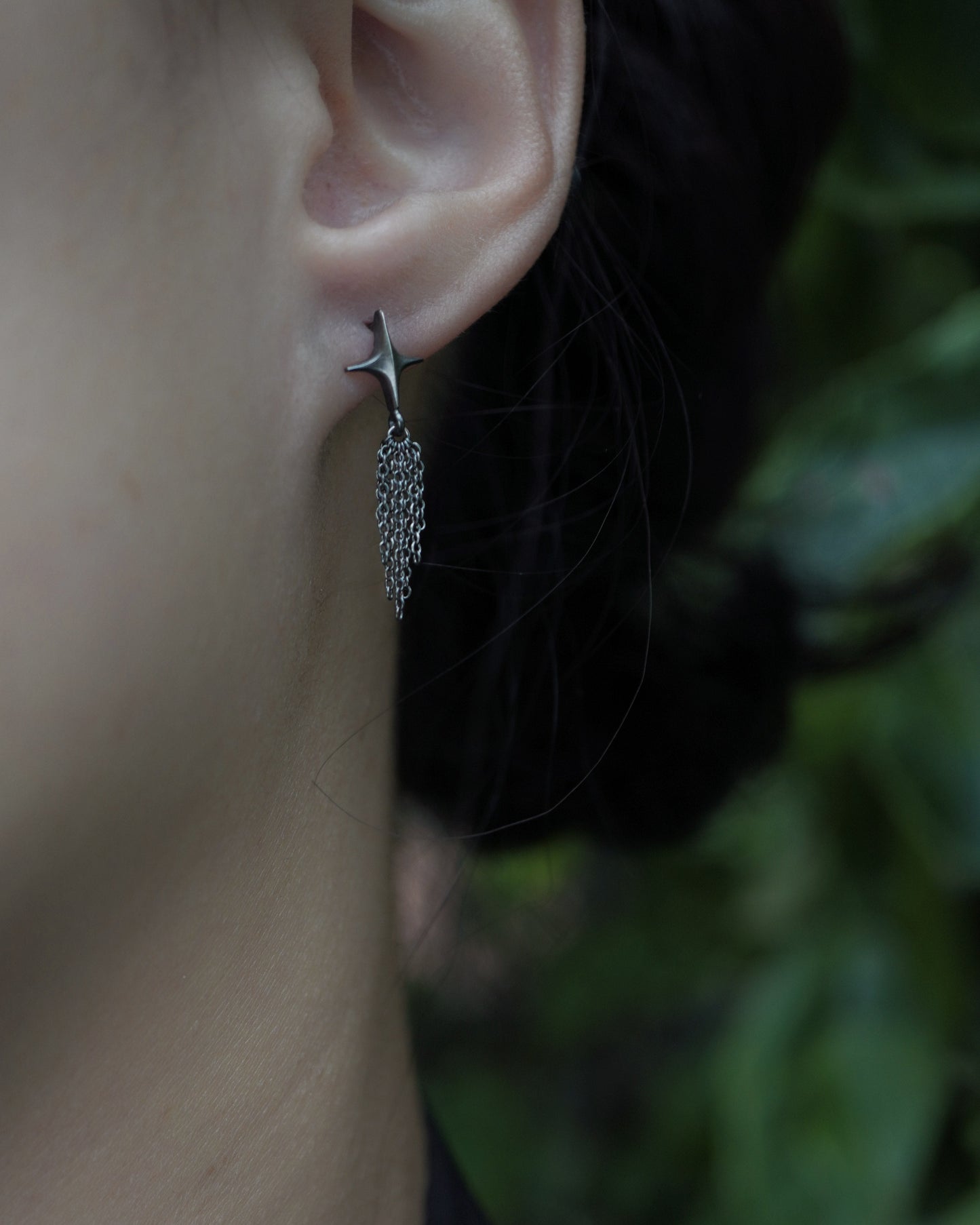 Stellar Drop Earrings - Comet - Oxidised Silver