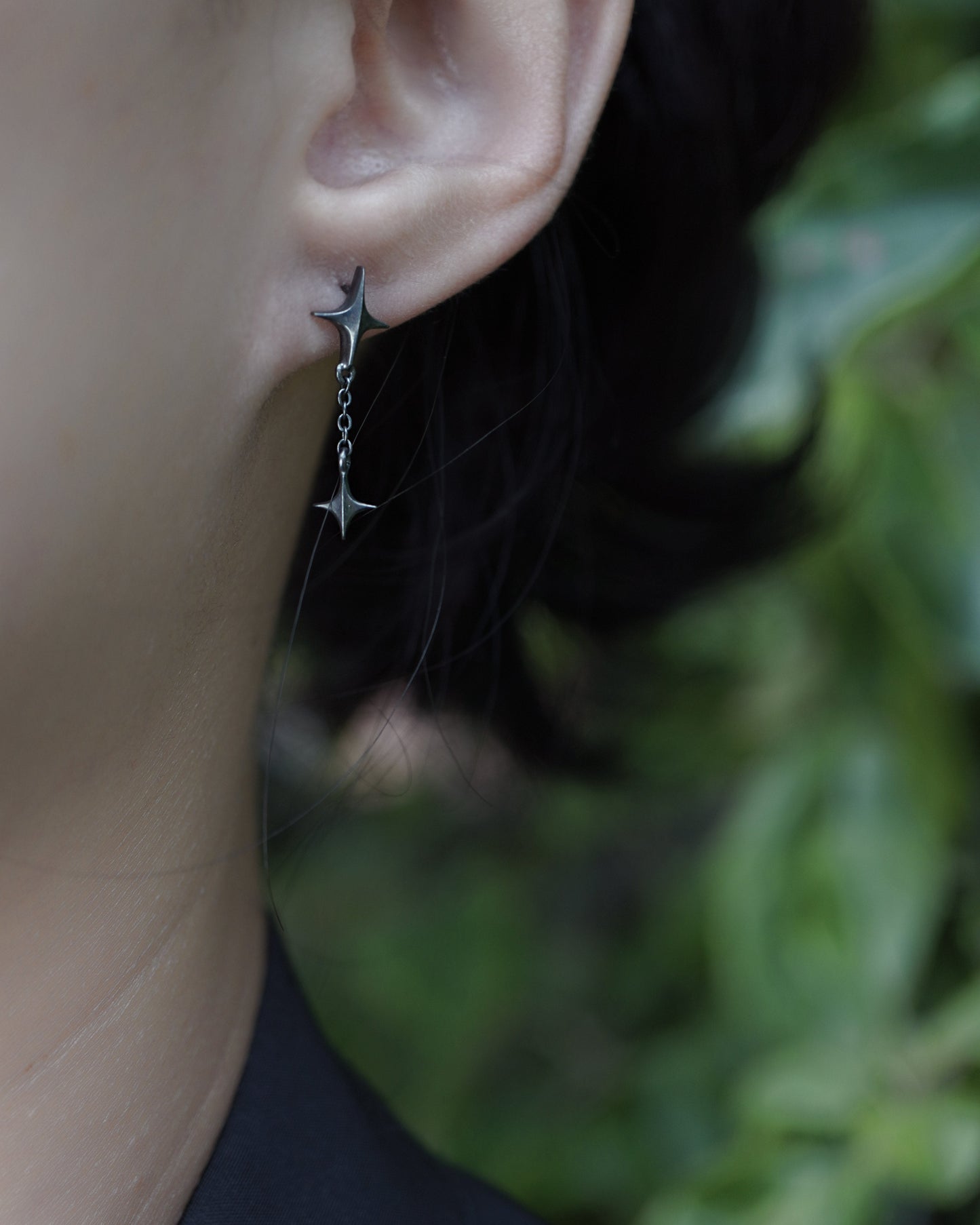 Stellar Drop Earrings - IV - Oxidised Silver