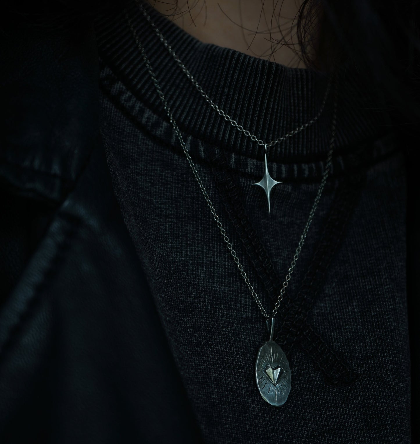 Stella Necklace - Oxidised Silver