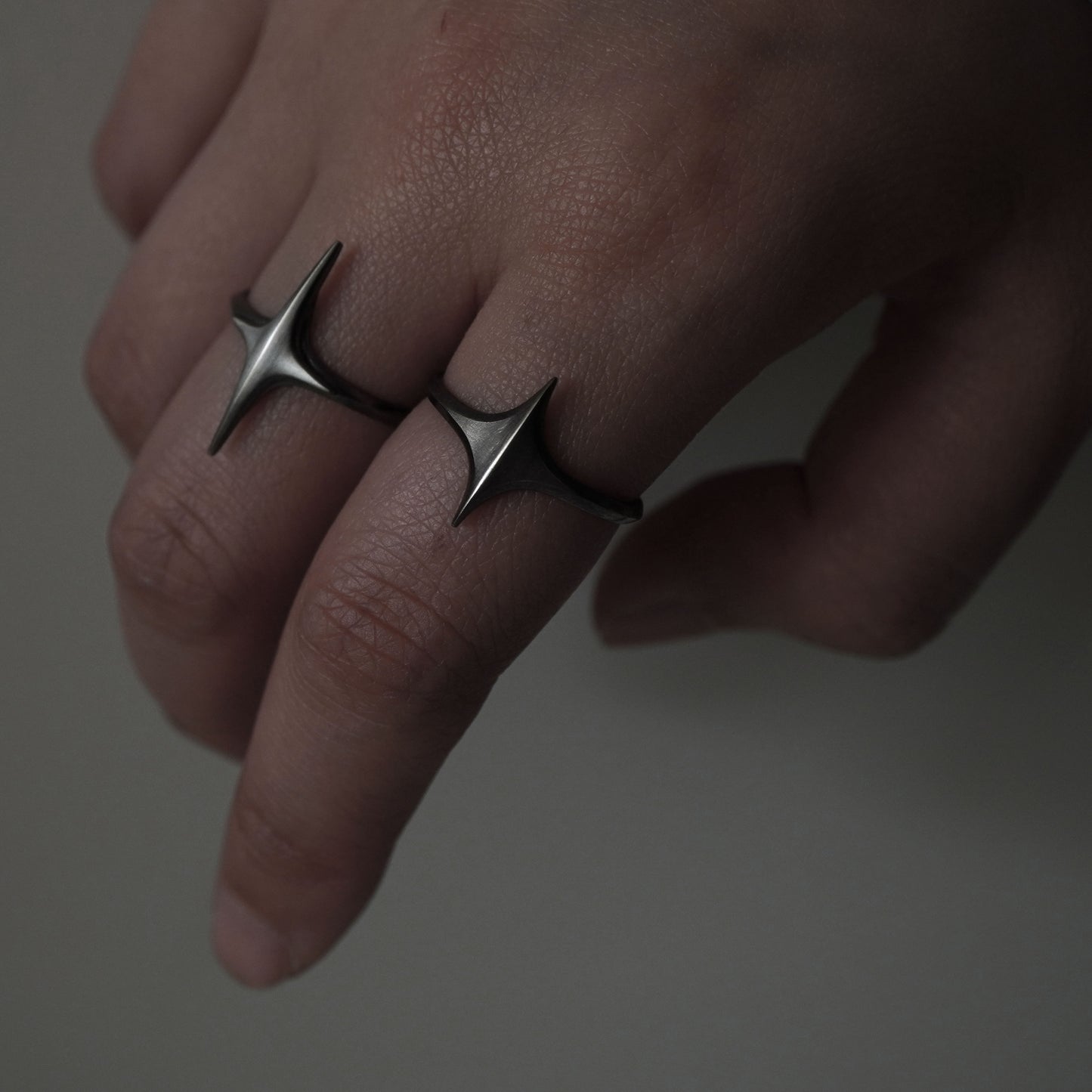 Stella Ring - Layered Brushed Oxidised Silver