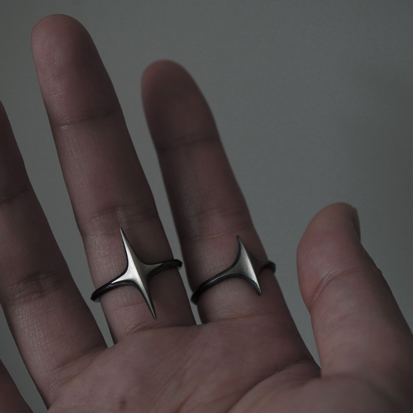 Stella Ring - Layered Brushed Oxidised Silver