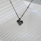Geometric Heart Necklace - Oxidised Silver