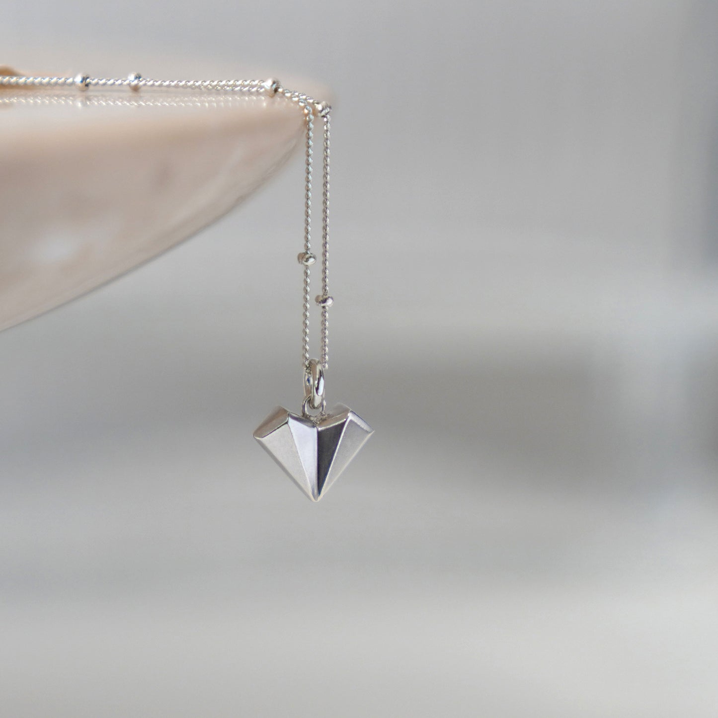 Geometric Heart Necklace - Silver