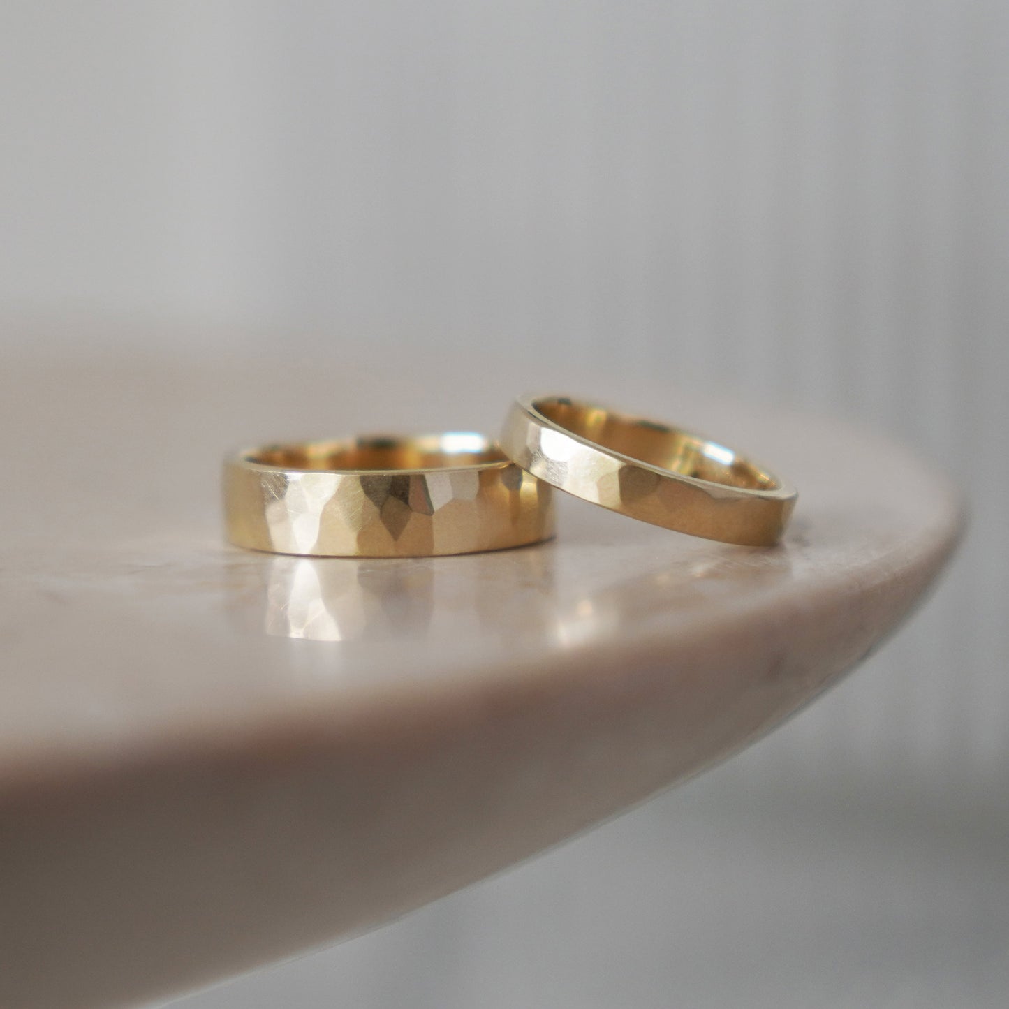 Brushed Hammered Ring - 9ct/18ct Gold