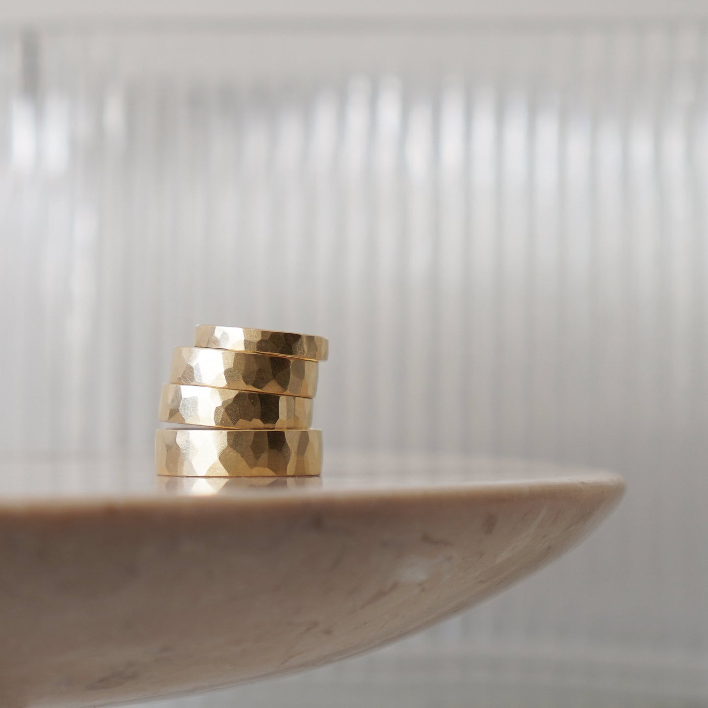 Brushed Hammered Ring - 9ct/18ct Gold