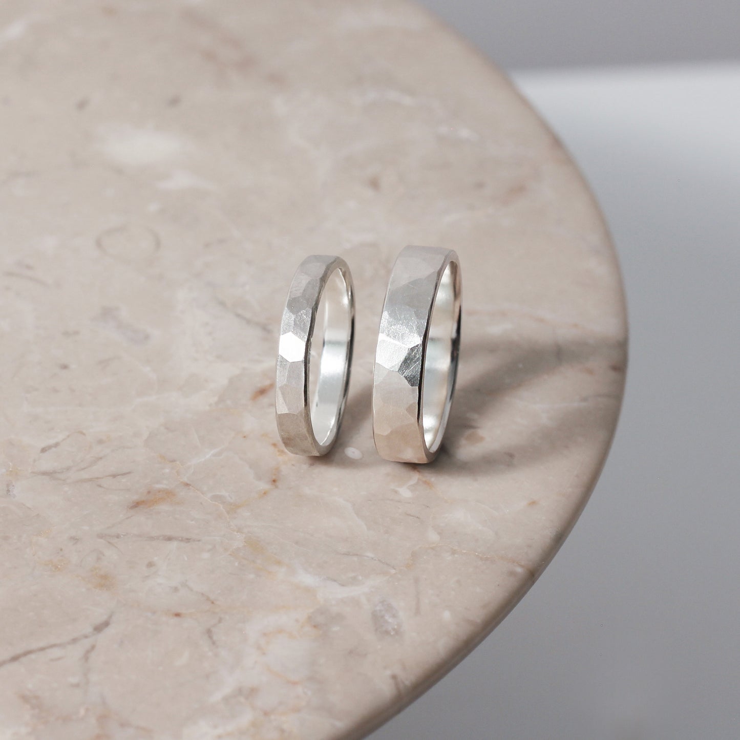 Brushed Hammered Ring - Silver