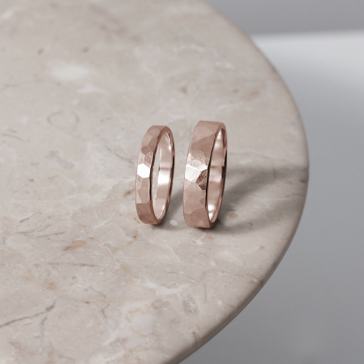 Brushed Hammered Ring - 9ct/18ct Gold