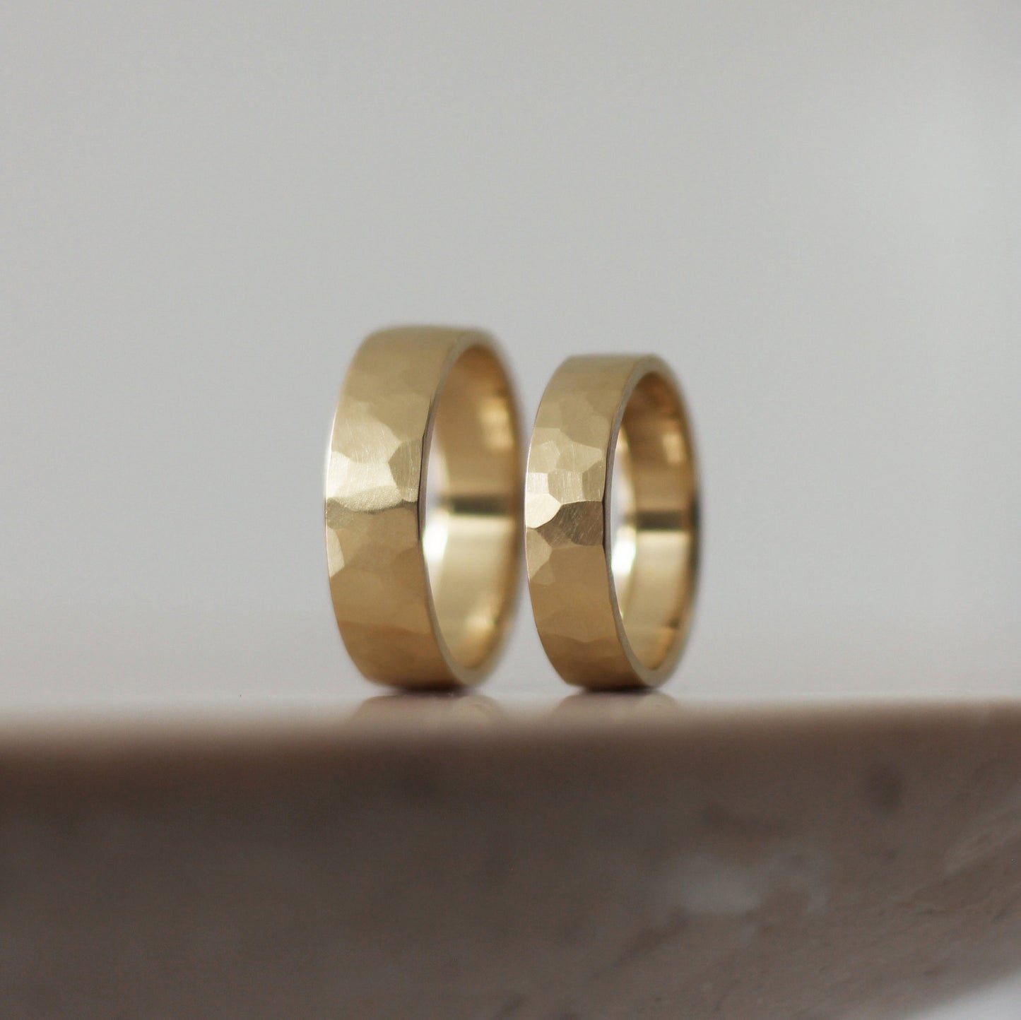 Brushed Hammered Ring - 9ct/18ct Gold