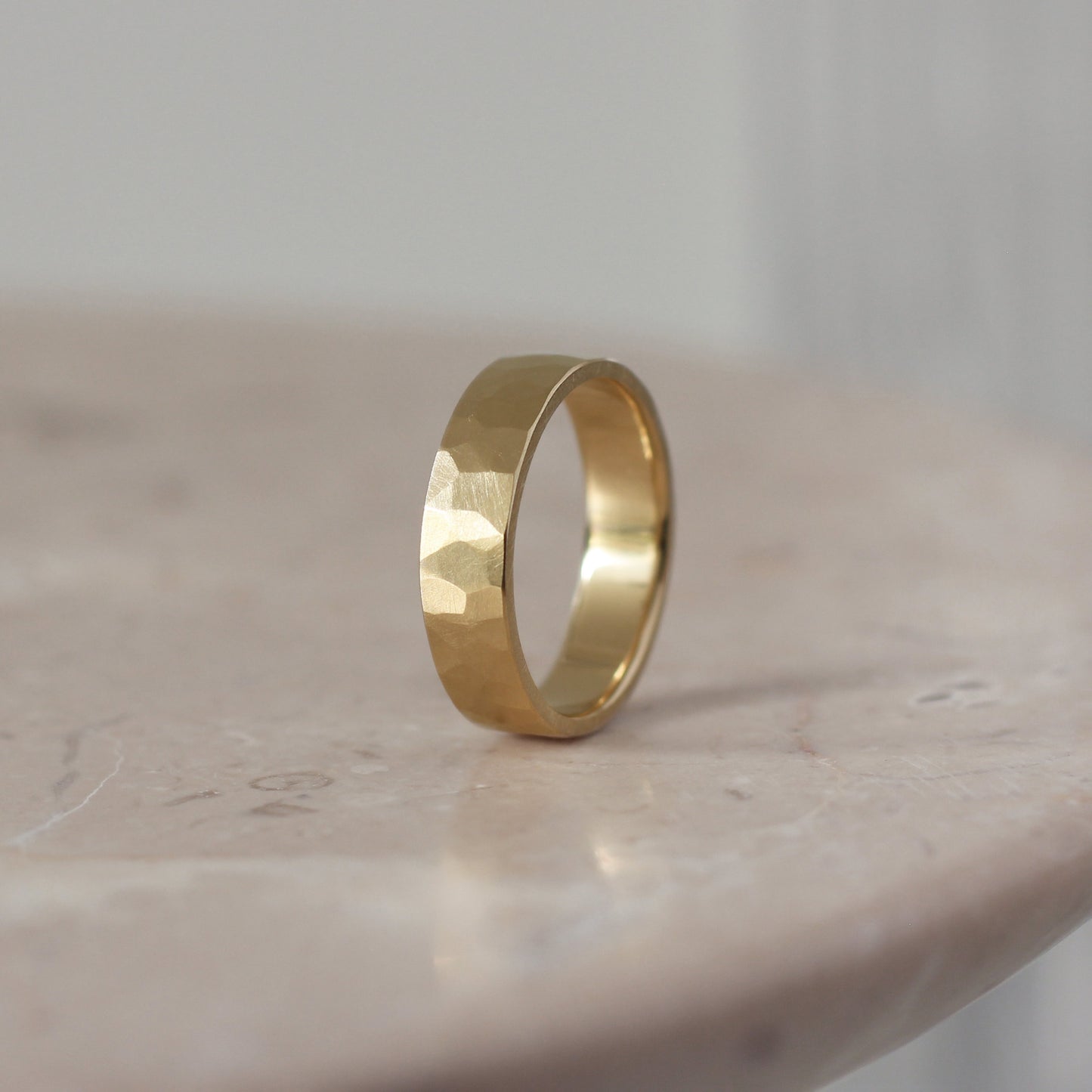 Brushed Hammered Ring - 9ct/18ct Gold