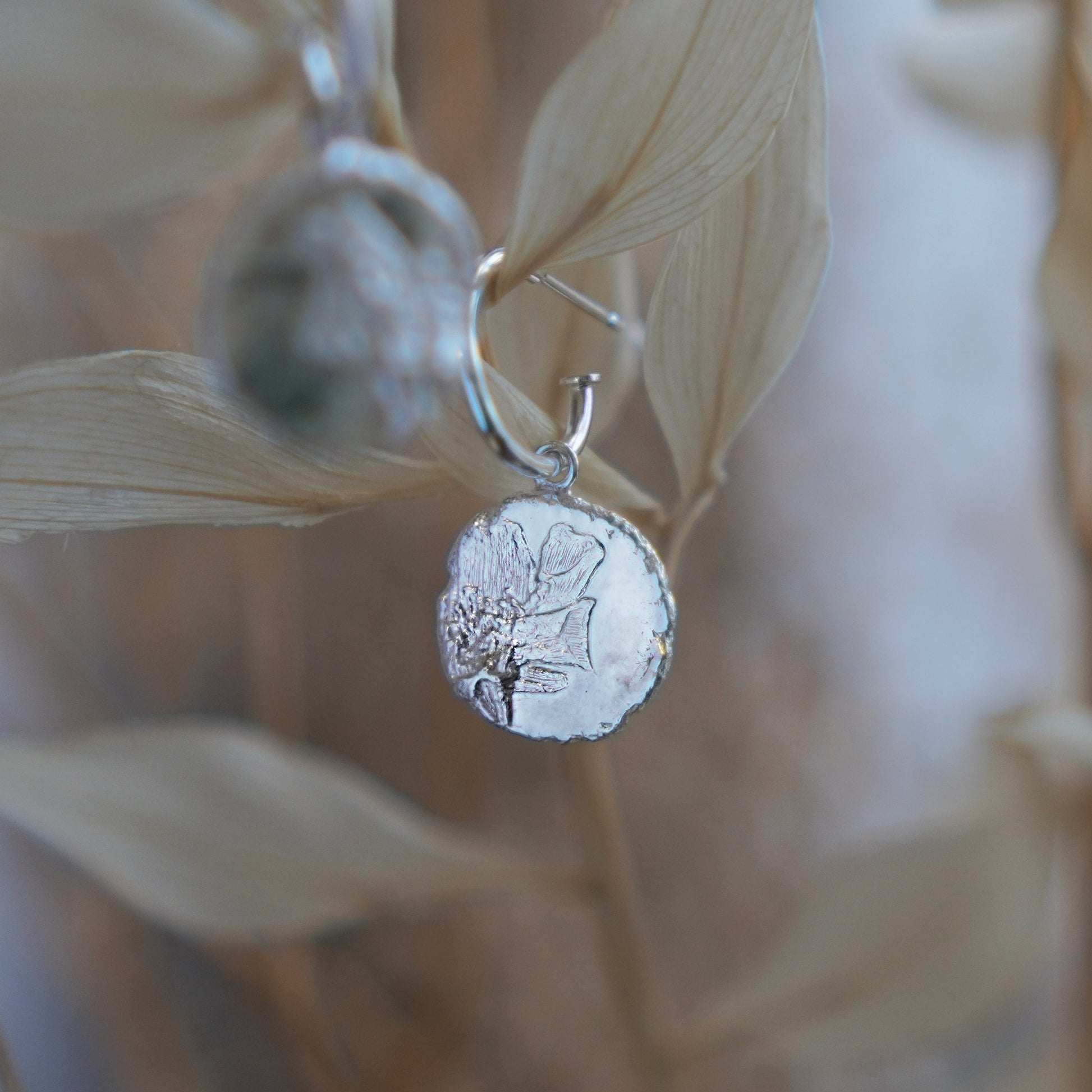 Cherry Blossom Medallion Dorp Earrings - Silver - Aisling Chou Studio
