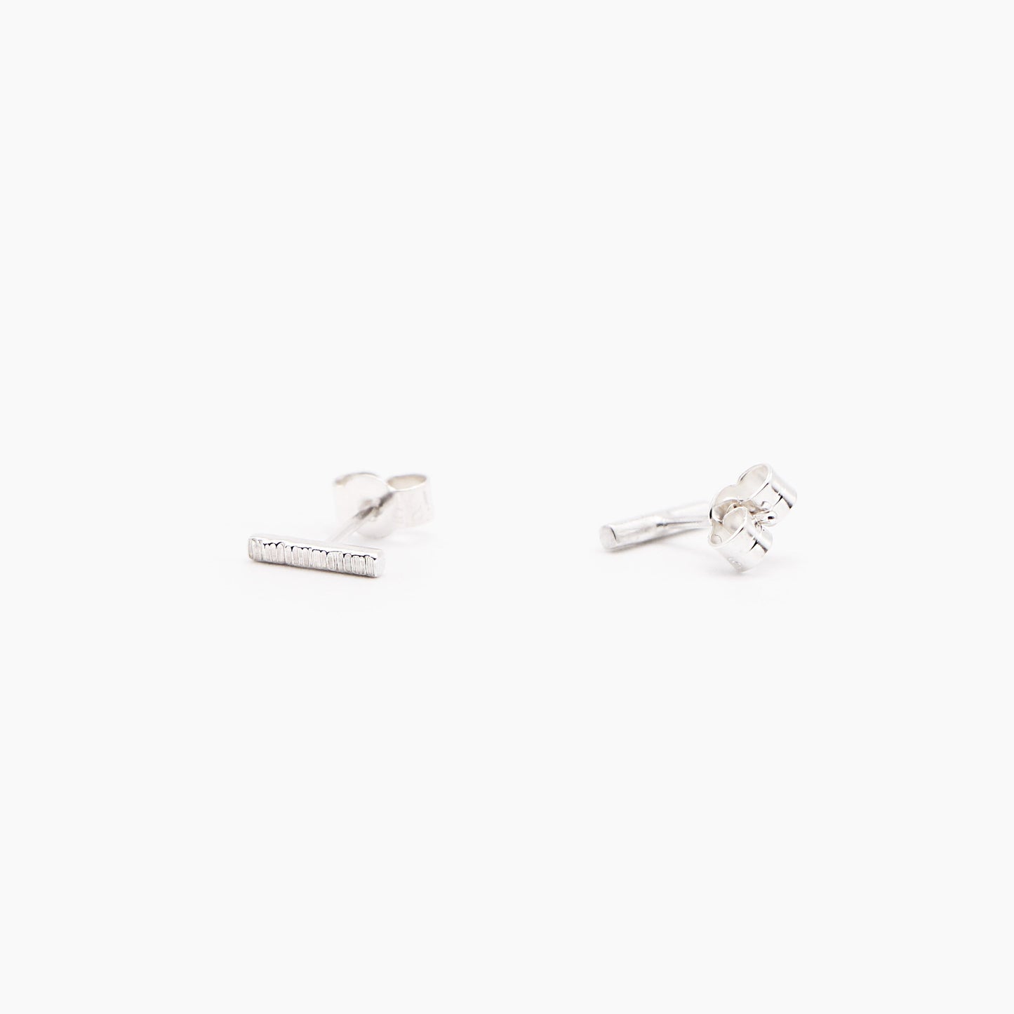 Hammered Bar Stud Earrings - Silver - Aisling Chou Studio