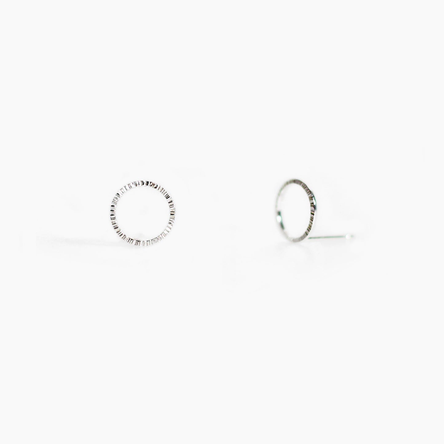 Hammered Circle Stud Earrings - Silver - Aisling Chou Studio