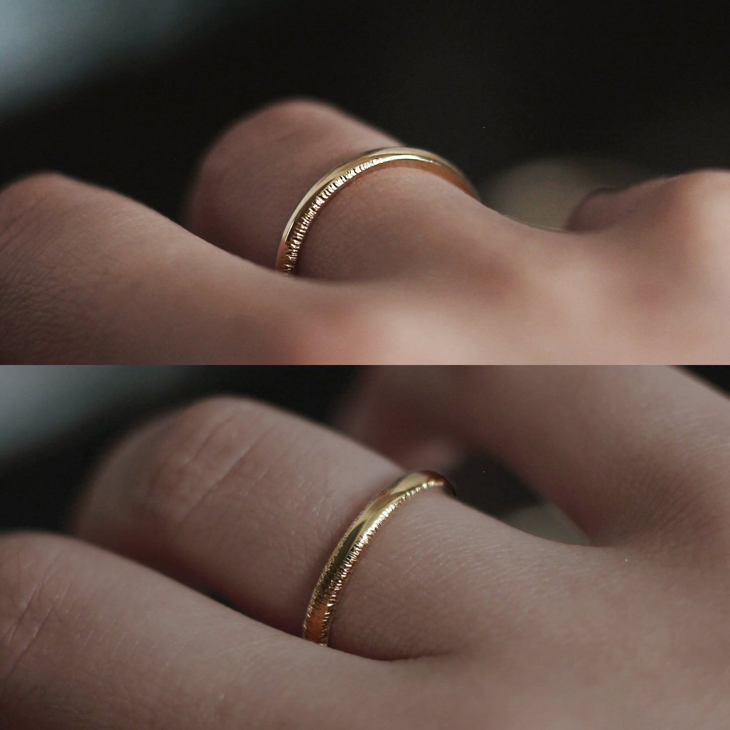 Moonlight Hammered Ring - 9ct / 18ct Gold, different finish from different viewing angles - Aisling Chou Studio