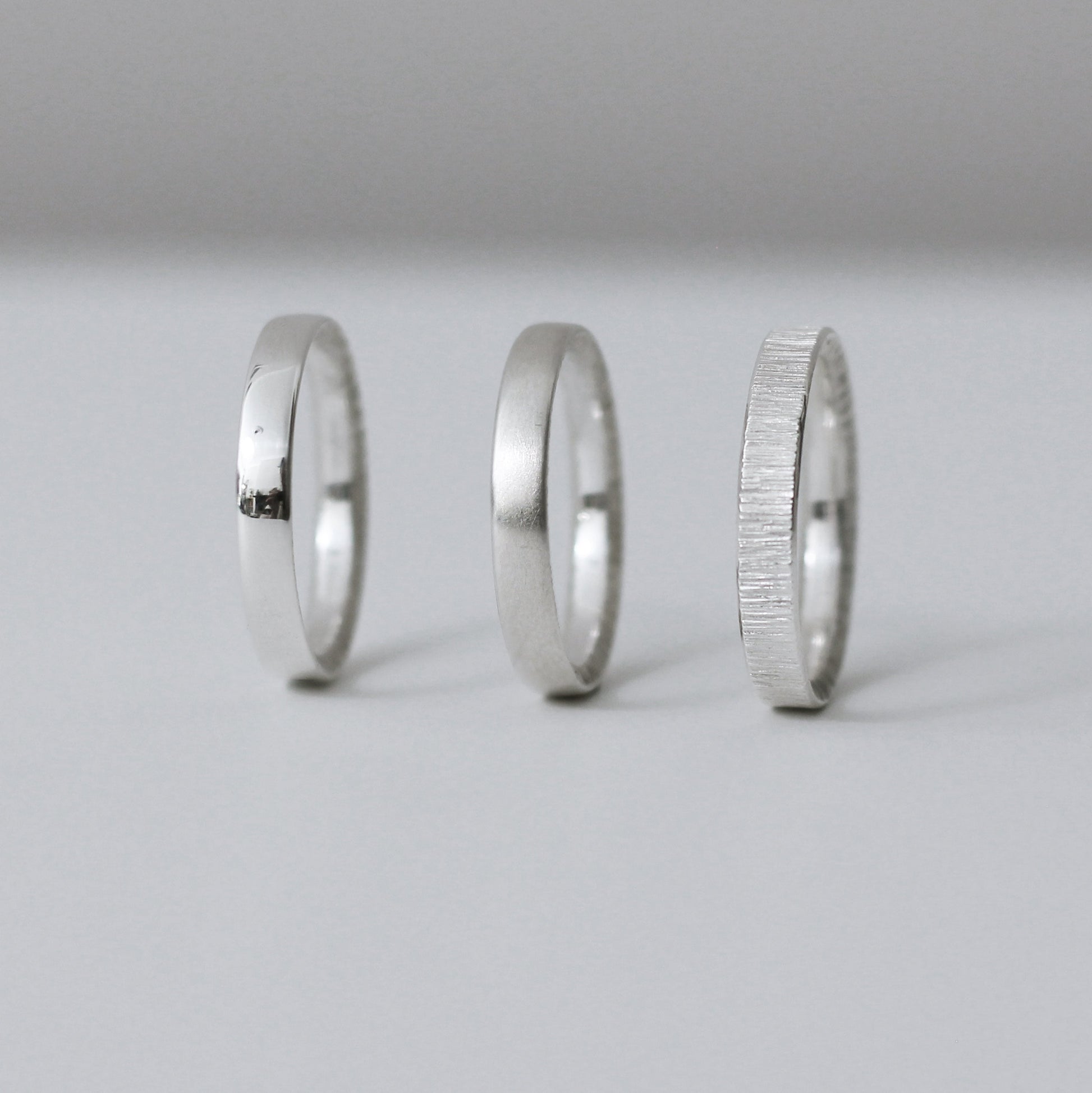 Sunshine Hammered Texture Band - Silver Polished, Brushed and Hammered - Aisling Chou Studio