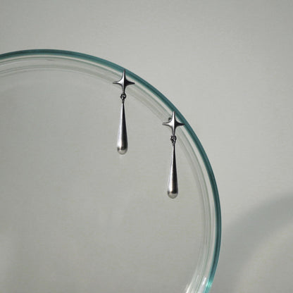 Stella Drop Earrings - Ⅱ - Oxidised Silver