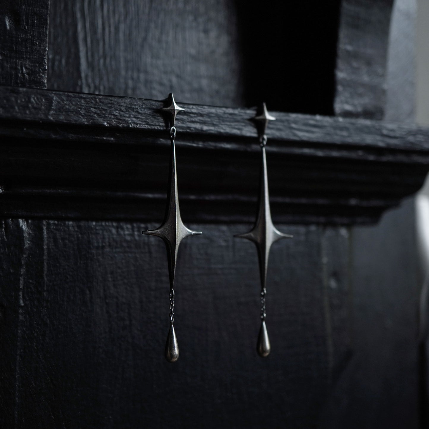Stella Drop Earrings - Meteor - Oxidised Silver