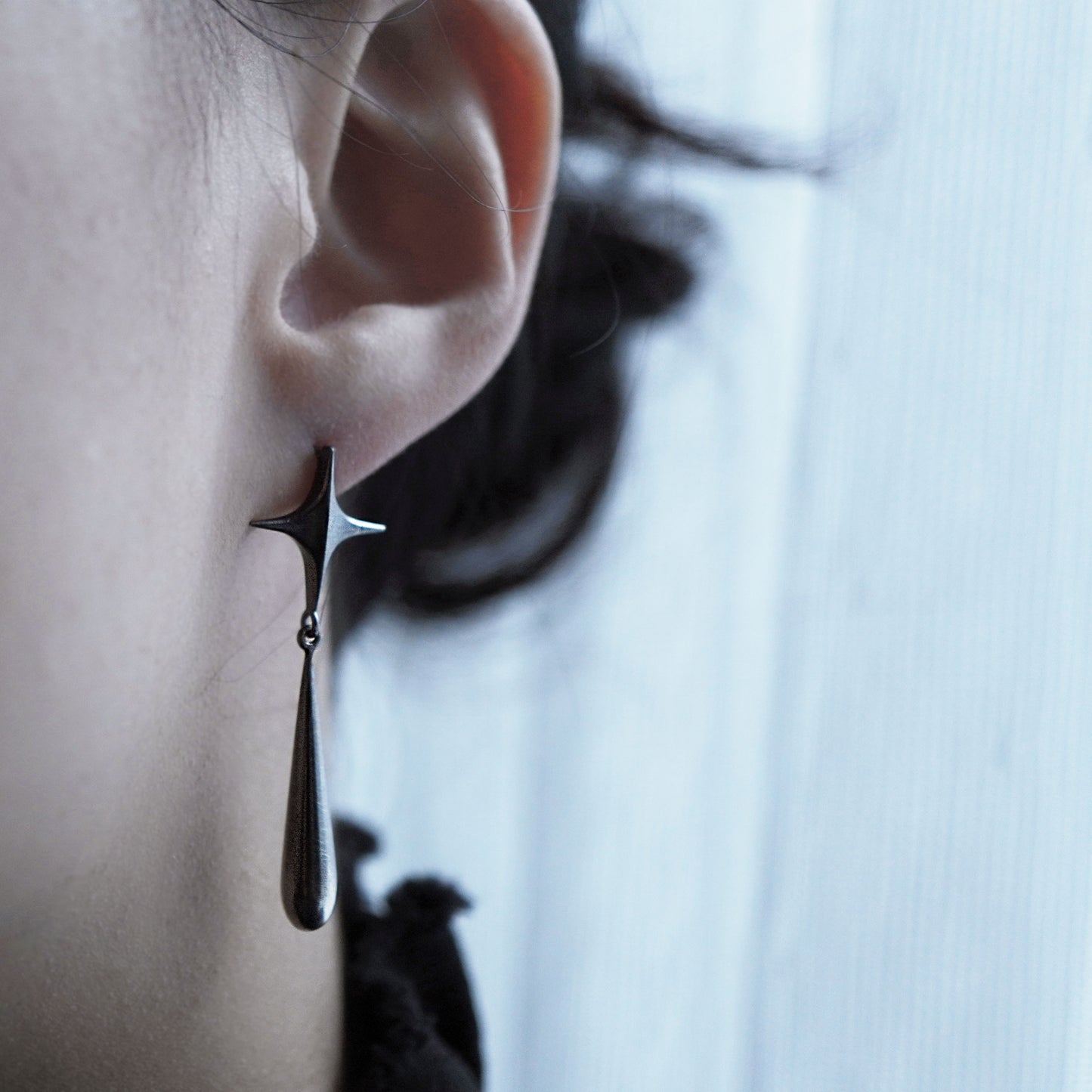 Stella Drop Earrings - Ⅱ - Oxidised Silver