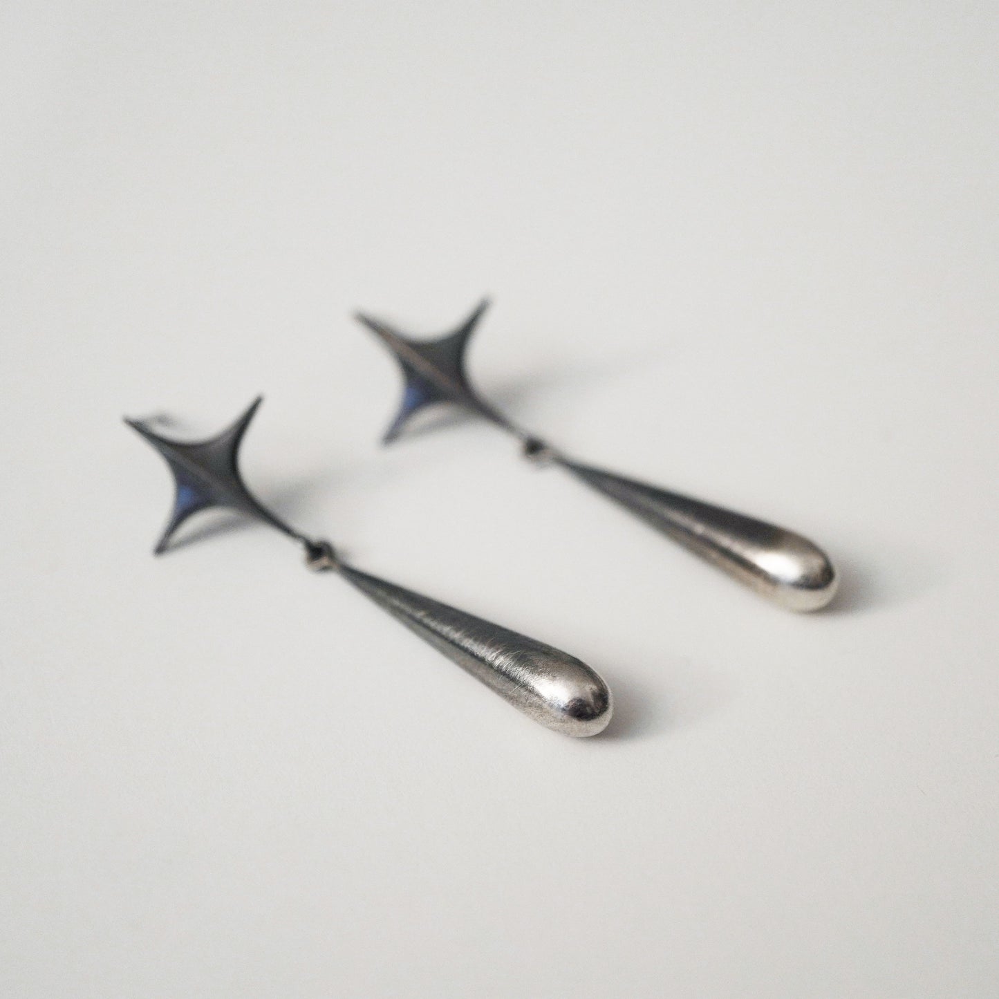 Stella Drop Earrings - Ⅱ - Oxidised Silver