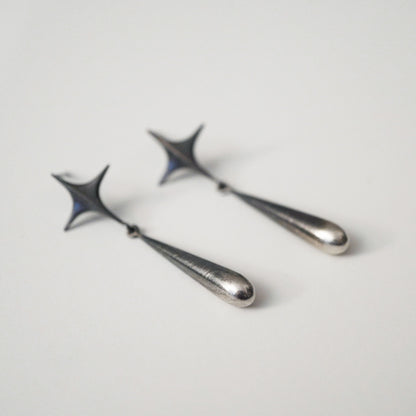 Stella Drop Earrings - Ⅱ - Oxidised Silver