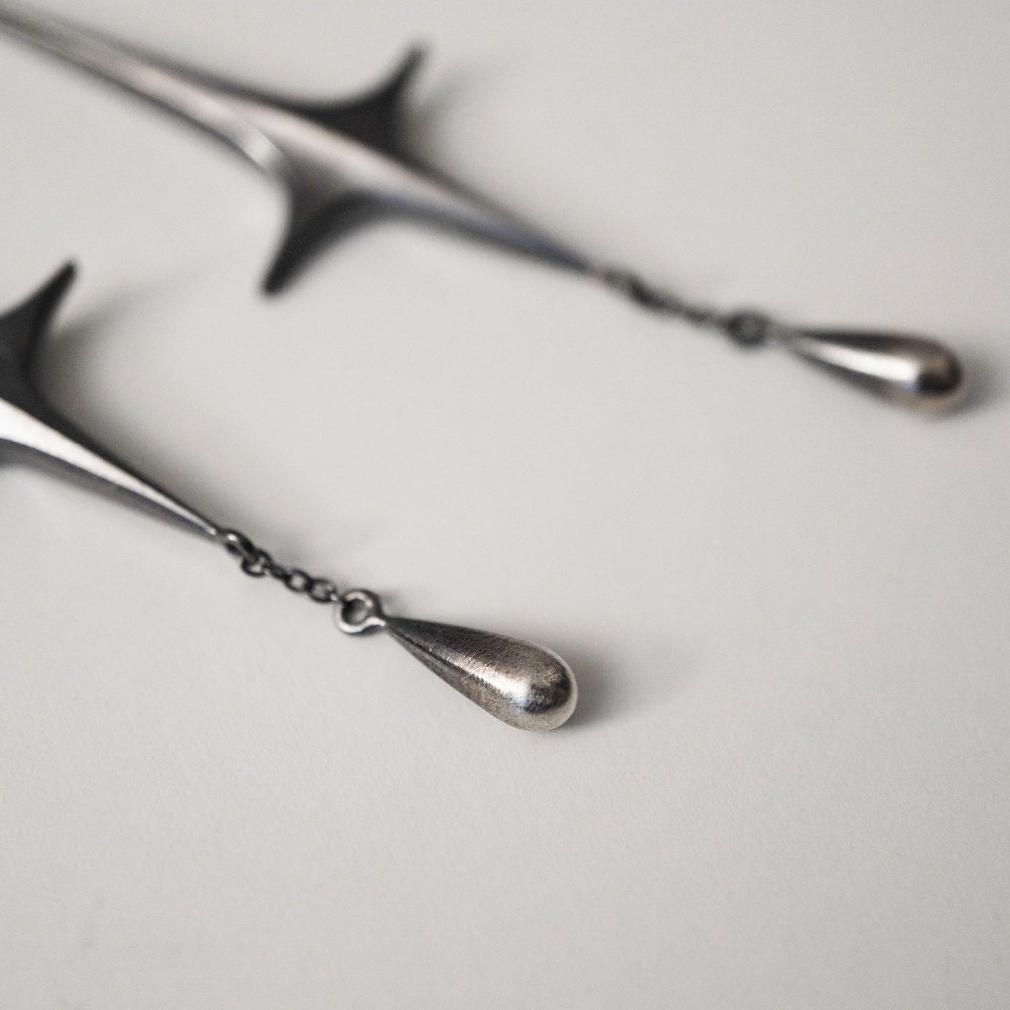 Stella Drop Earrings - Meteor - Oxidised Silver