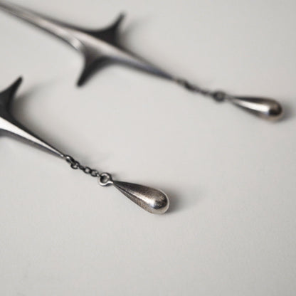 Stella Drop Earrings - Meteor - Oxidised Silver