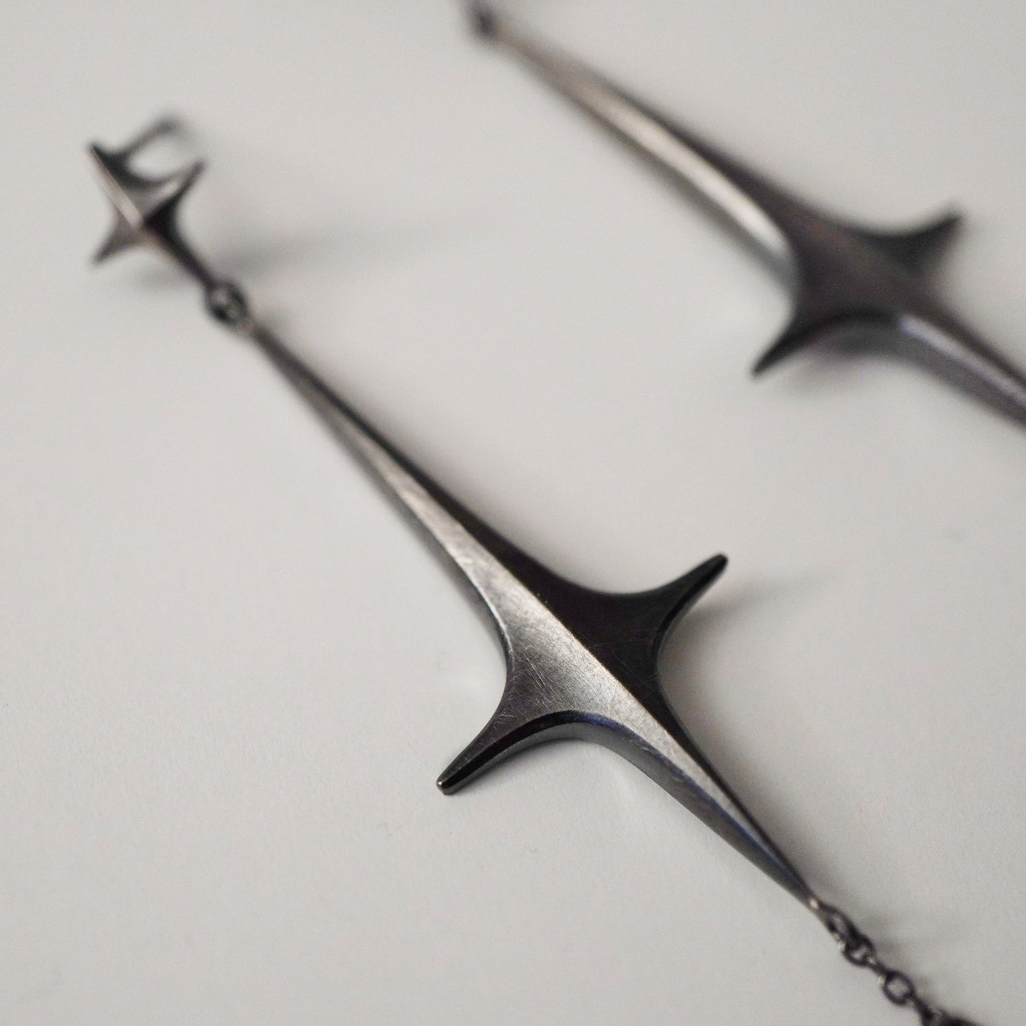 Stella Drop Earrings - Meteor - Oxidised Silver