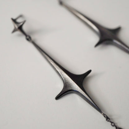 Stella Drop Earrings - Meteor - Oxidised Silver