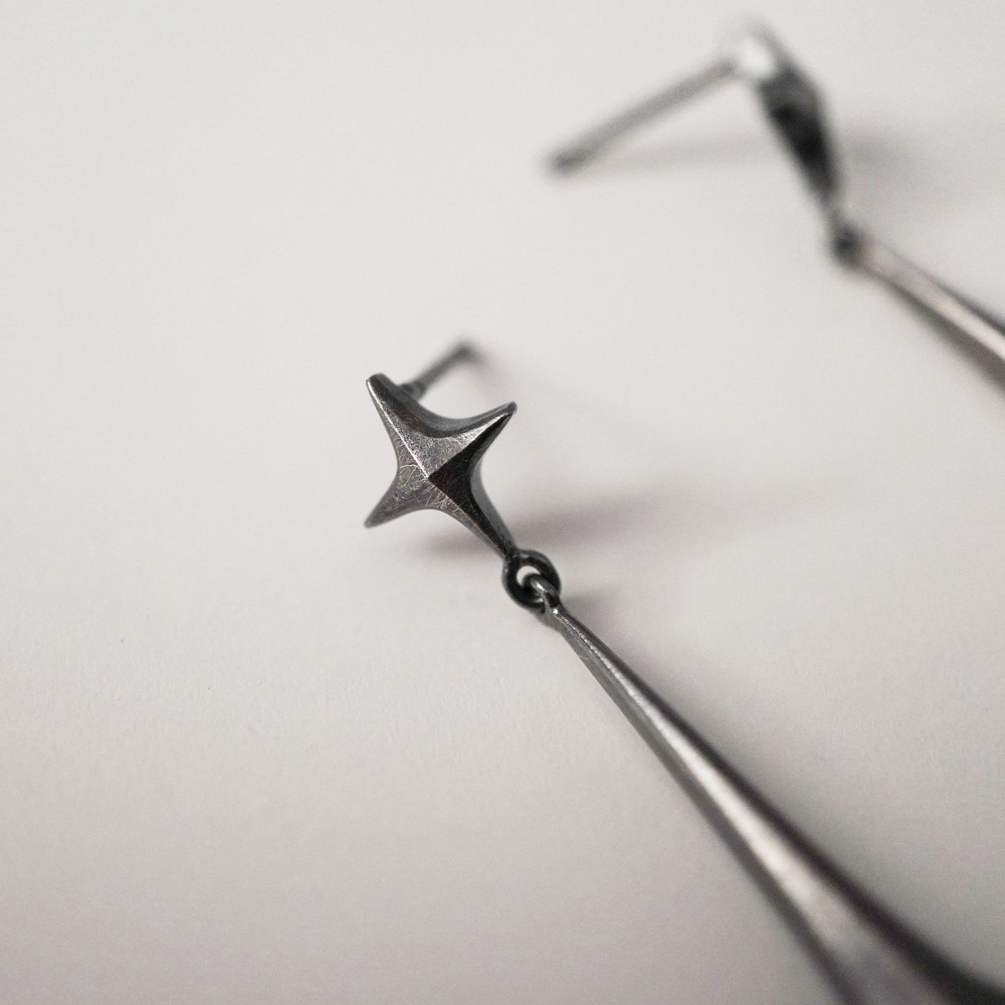 Stella Drop Earrings - Meteor - Oxidised Silver