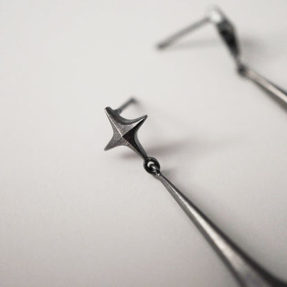 Stella Drop Earrings - Meteor - Oxidised Silver