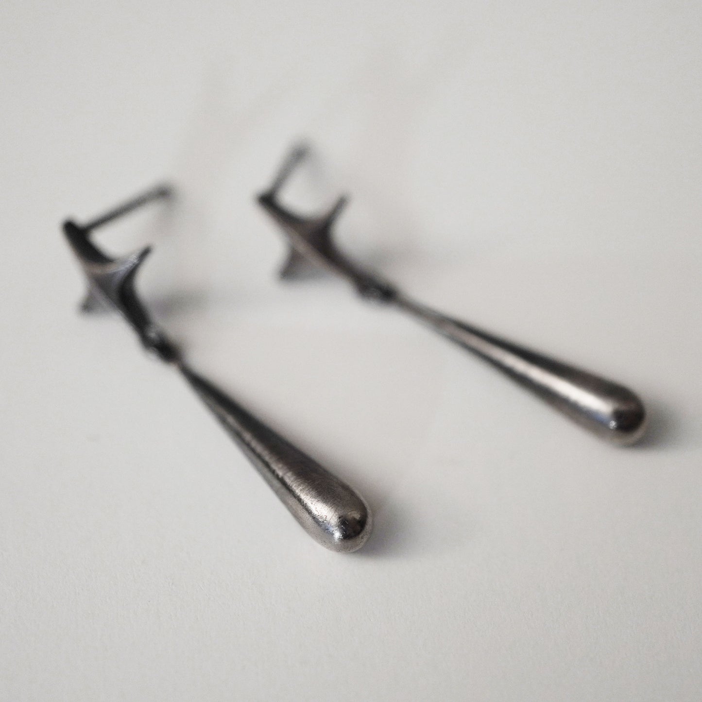 Stella Drop Earrings - Ⅱ - Oxidised Silver