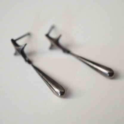Stella Drop Earrings - Ⅱ - Oxidised Silver