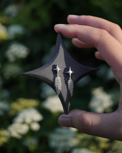 Stellar Drop Earrings - Comet - Silver