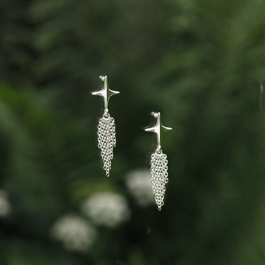 Stellar Drop Earrings - Comet - Silver