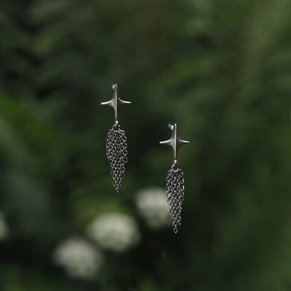 Stellar Drop Earrings - Comet - Oxidised Silver