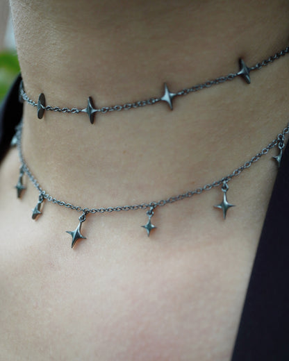 Stella Choker - II - Oxidised Silver