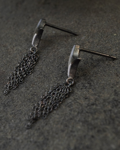 Stellar Drop Earrings - Comet - Oxidised Silver
