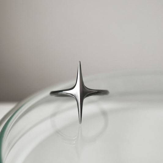 Stella Ring - Layered Brushed Oxidised Silver