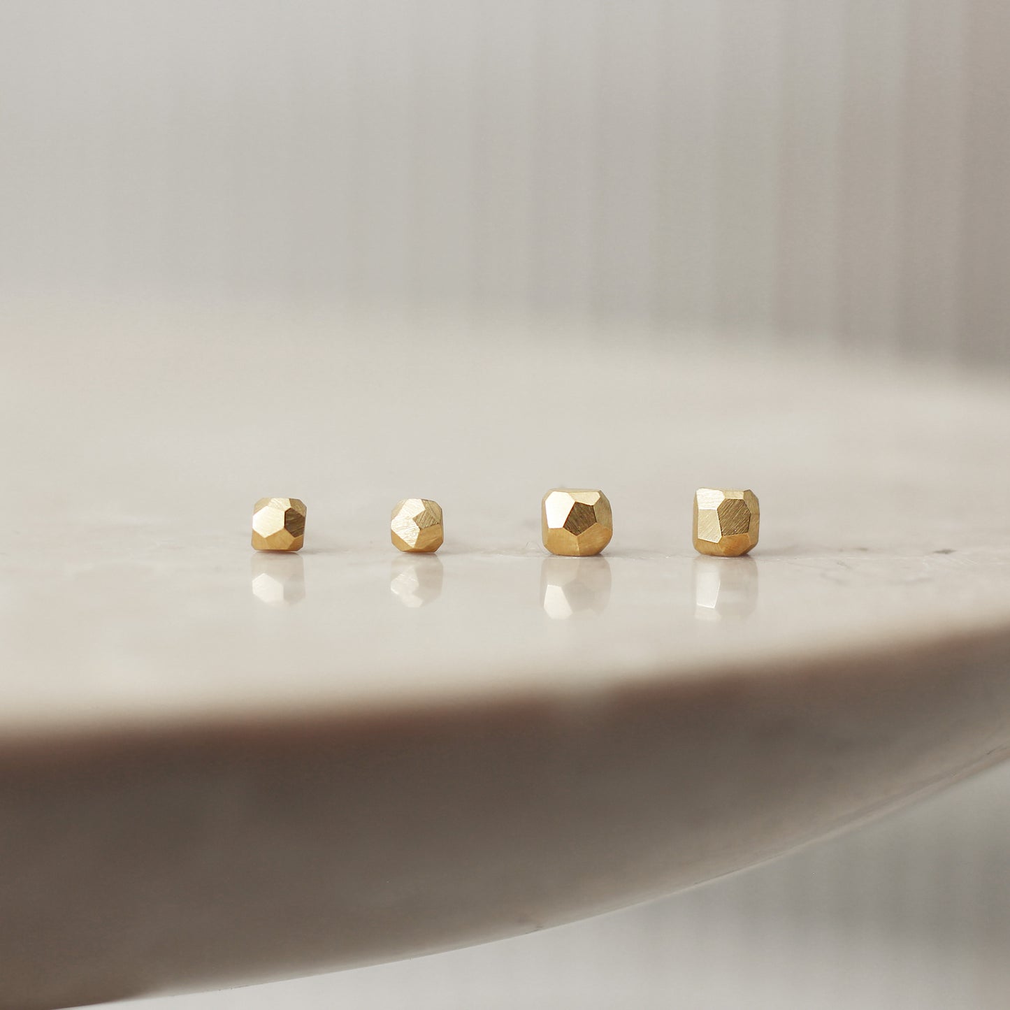 Geometric Polyhedron Faceted Stud Earrings - 9ct/18ct Gold