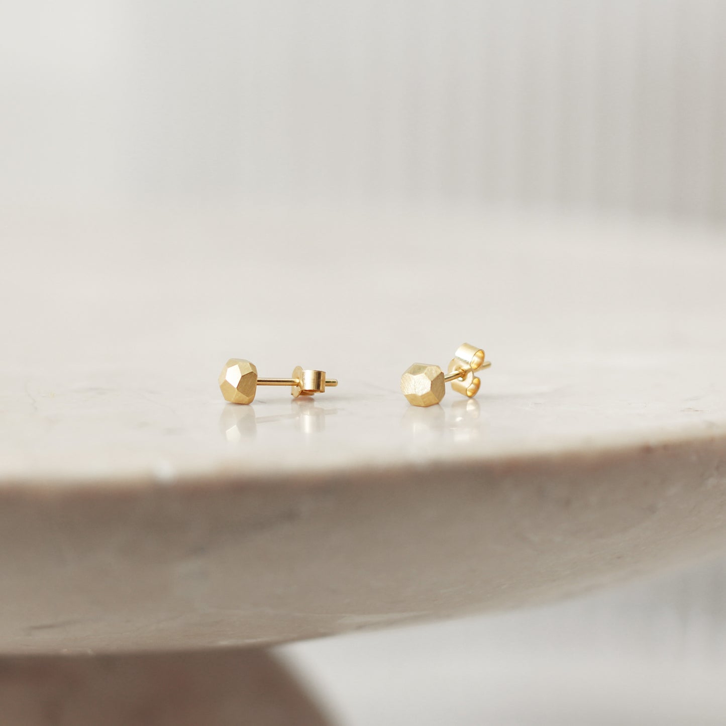 Geometric Polyhedron Faceted Stud Earrings - 9ct/18ct Gold