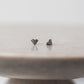 Geometric Heart Stud Earrings - Oxidised Silver