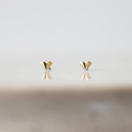 Geometric Heart Stud Earrings - 9ct/18ct Gold