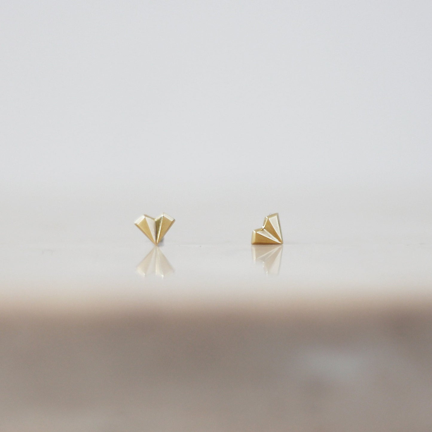 Geometric Heart Stud Earrings - 9ct/18ct Gold