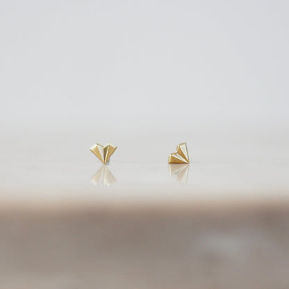 Geometric Heart Stud Earrings - 9ct/18ct Gold