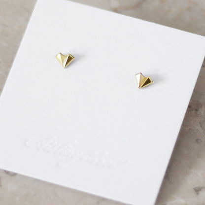 Geometric Heart Stud Earrings - 9ct/18ct Gold