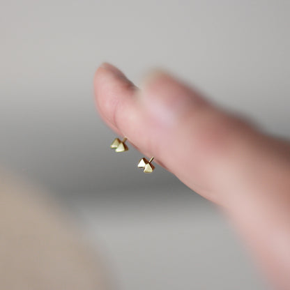 Geometric Heart Stud Earrings - 9ct/18ct Gold