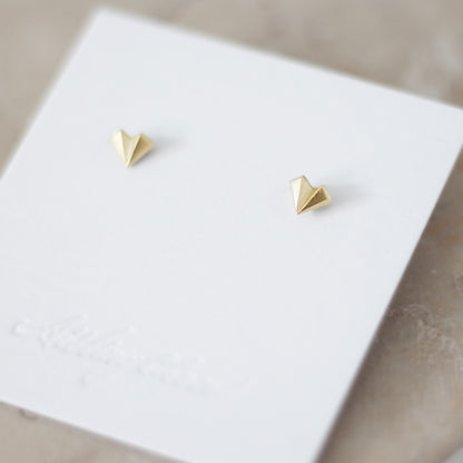 Geometric Heart Stud Earrings - 9ct/18ct Gold