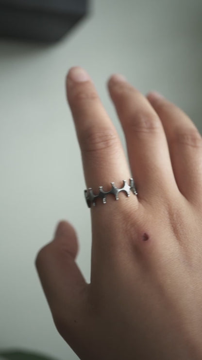 Stella Ring - Crown - Oxidised Silver