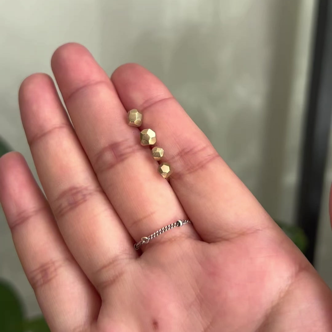 Geometric Polyhedron Faceted Stud Earrings 9ct 18ct Gold