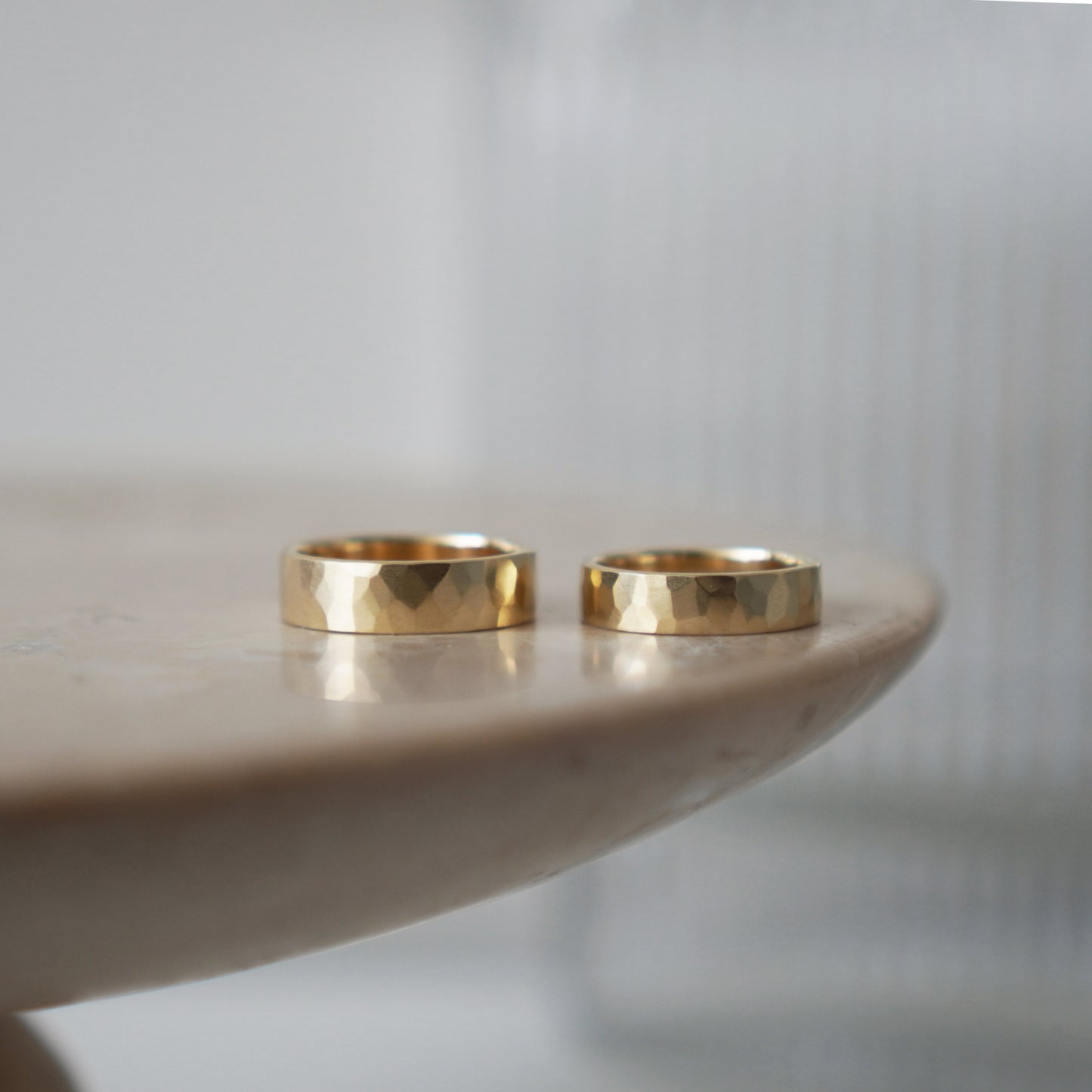 Brushed Hammered Ring - 9ct/18ct Gold